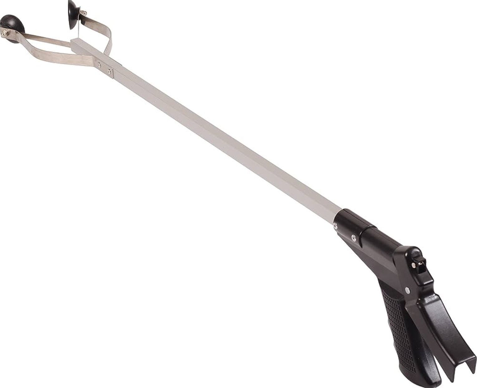 Metal reacher-grabber with suction cup head