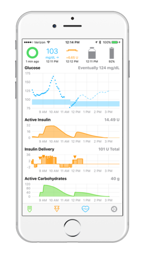 Image of older version of Tidepool Loop App